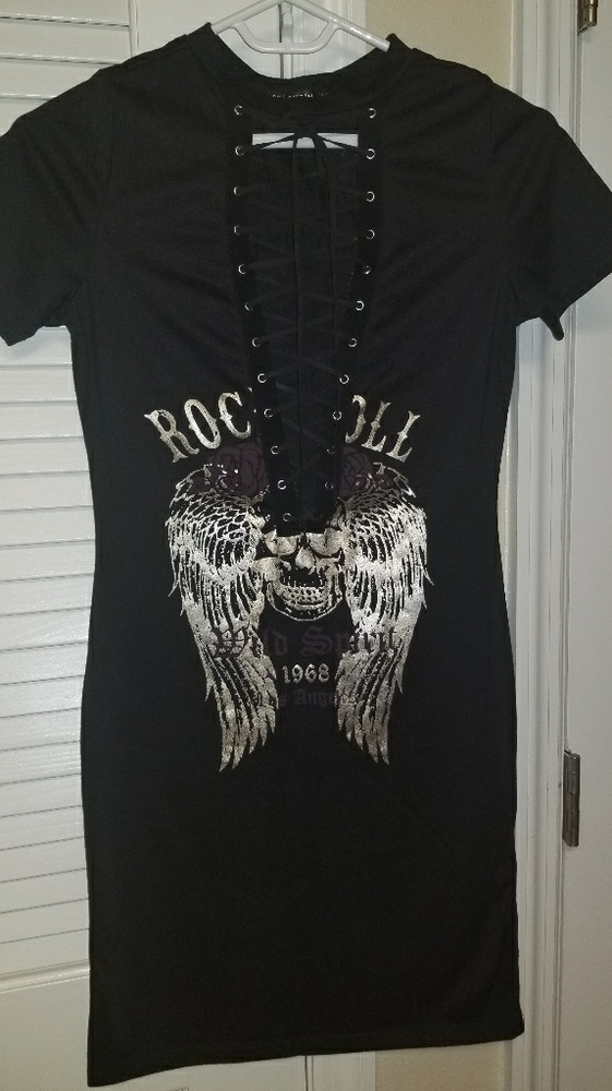 Rock & Roll Laceup Shirt Mini Dress - Picture 6 of 8